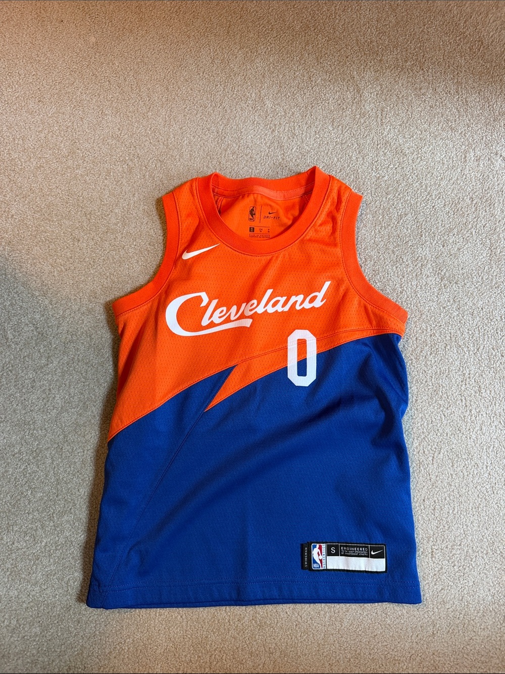 Nike Orange and Blue Cleveland Kids Basketball Jersey